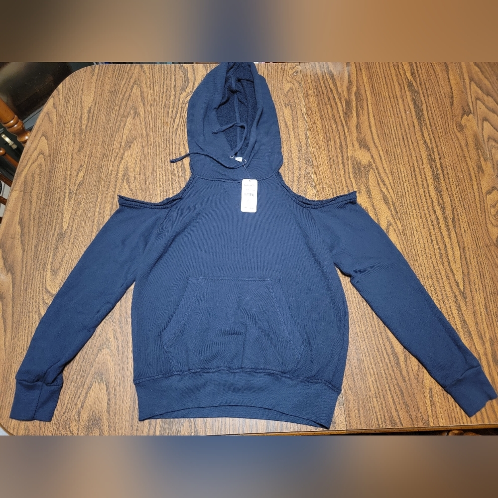 Splendid Blue Cold Shoulder Hoodie XS